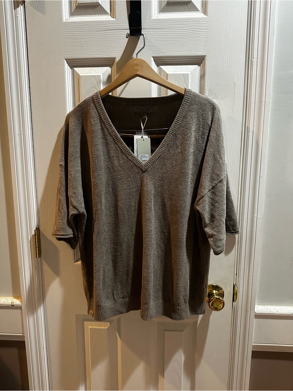 NWT Barefoot Dreams Cozychic Ultra Lite Elbow Sleeve Pullover Nickel Cozy L